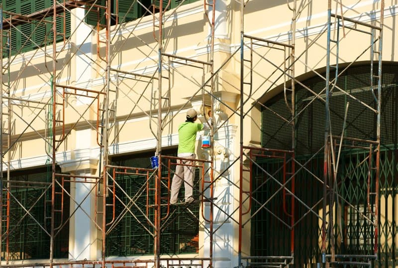 scaffold with worker