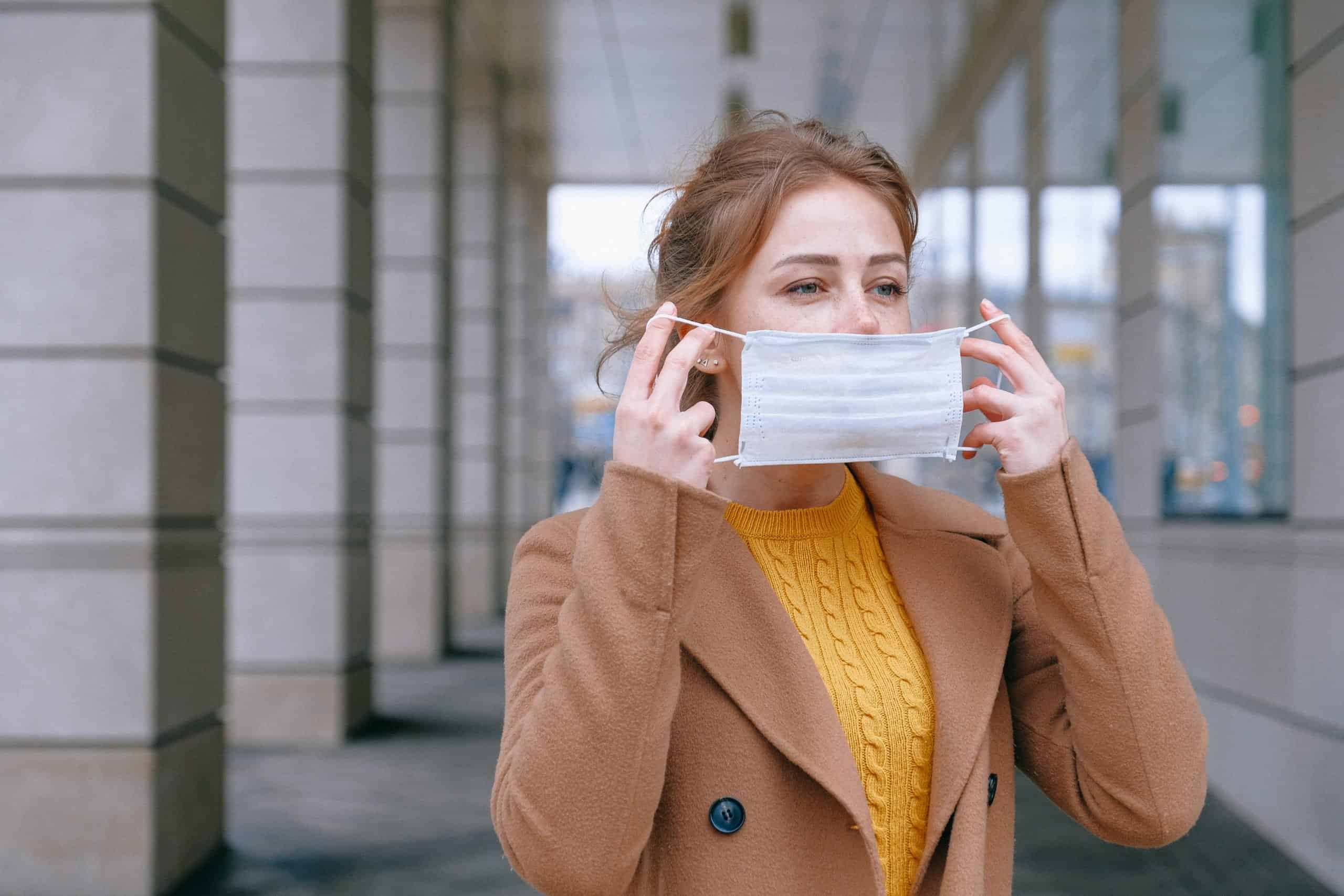 working woman with mask