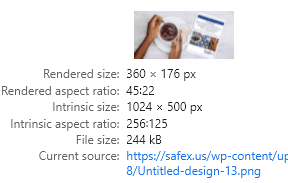 Image sizing for safex